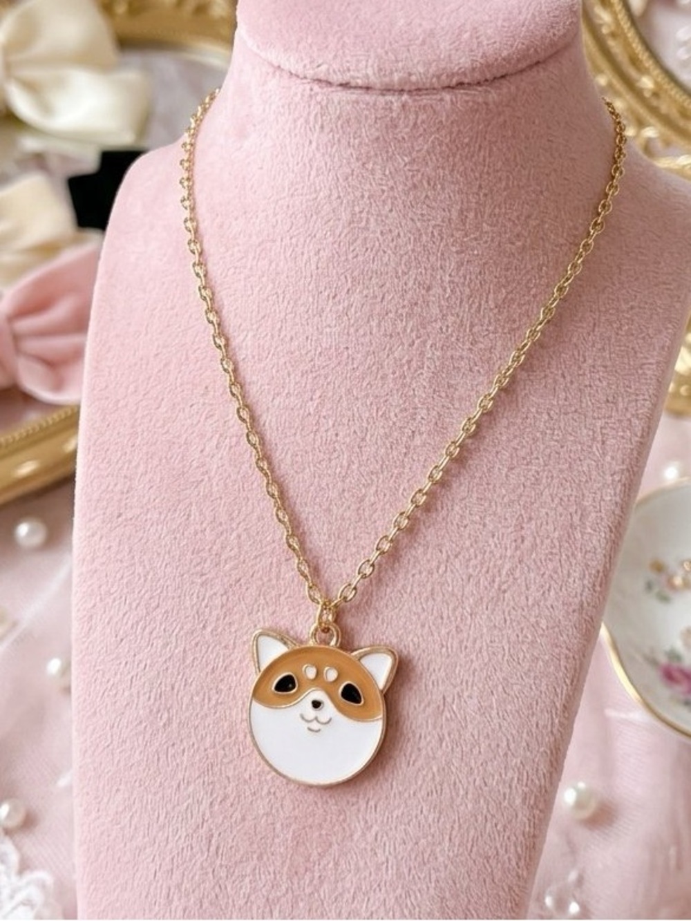 NWT Shiba Inu Dog Pendant Necklace Coquette Soft Girl Y2K Dog Mom Pet Parent